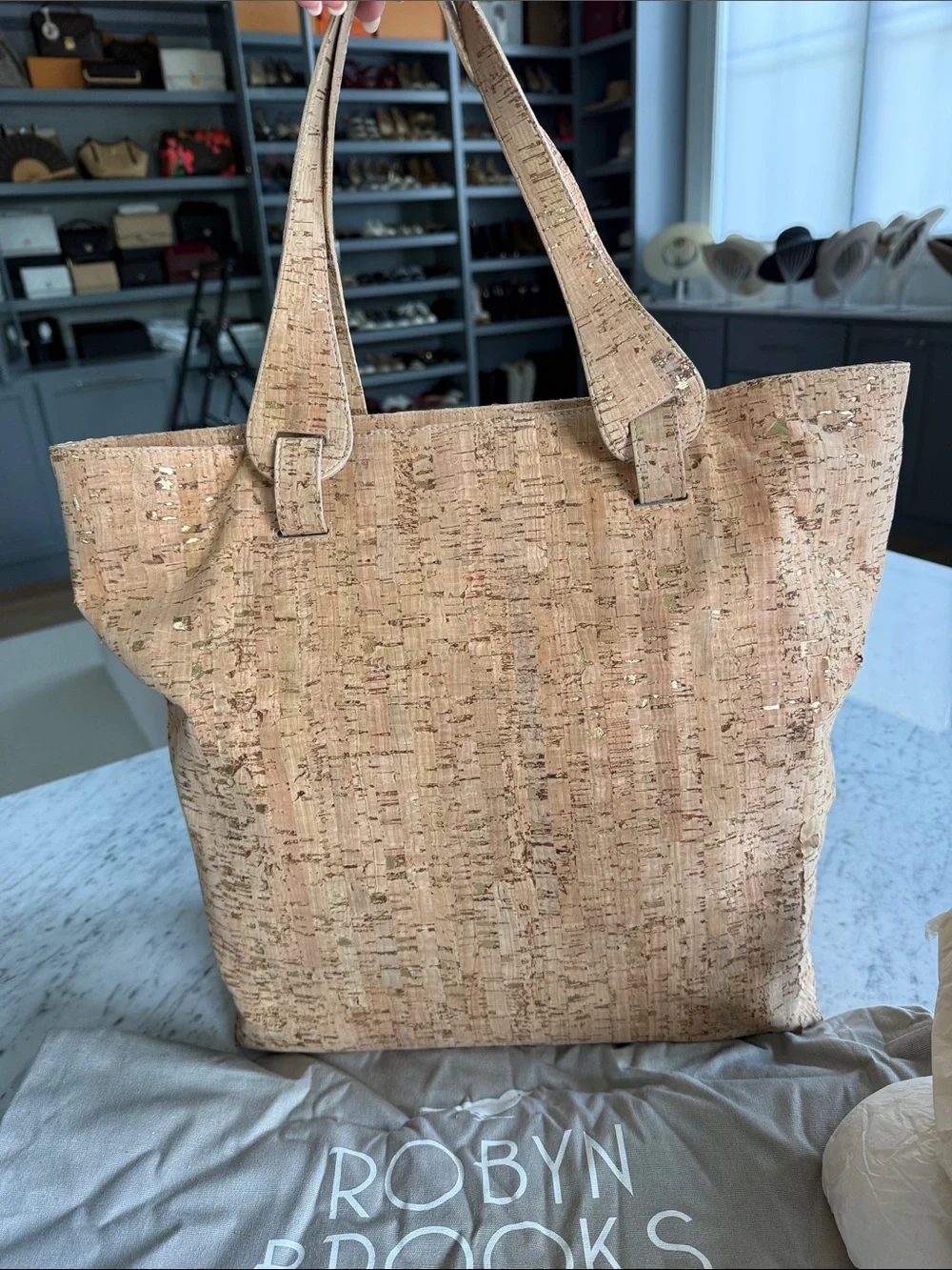 Robyn Brooks Cork Tote Bag with Tassel